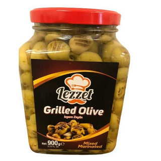 LEZZET GREEN GRILLED OLIVES  PITTED GLASS 900G X 6 PC