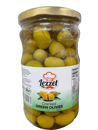 LEZZET GREEN CRACKED OLIVES  (640G) (660 CC X 12 PC)