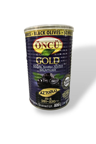 ONCU GOLD BLACK OLIVES M-S  LESS SALTY (TIN) 800G X 6 PC